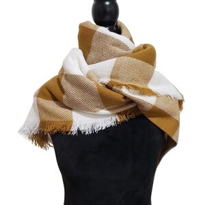 Madewell Scarf Antique Gold Buffalo Check Plaid Blanket Scarf Cottagecore